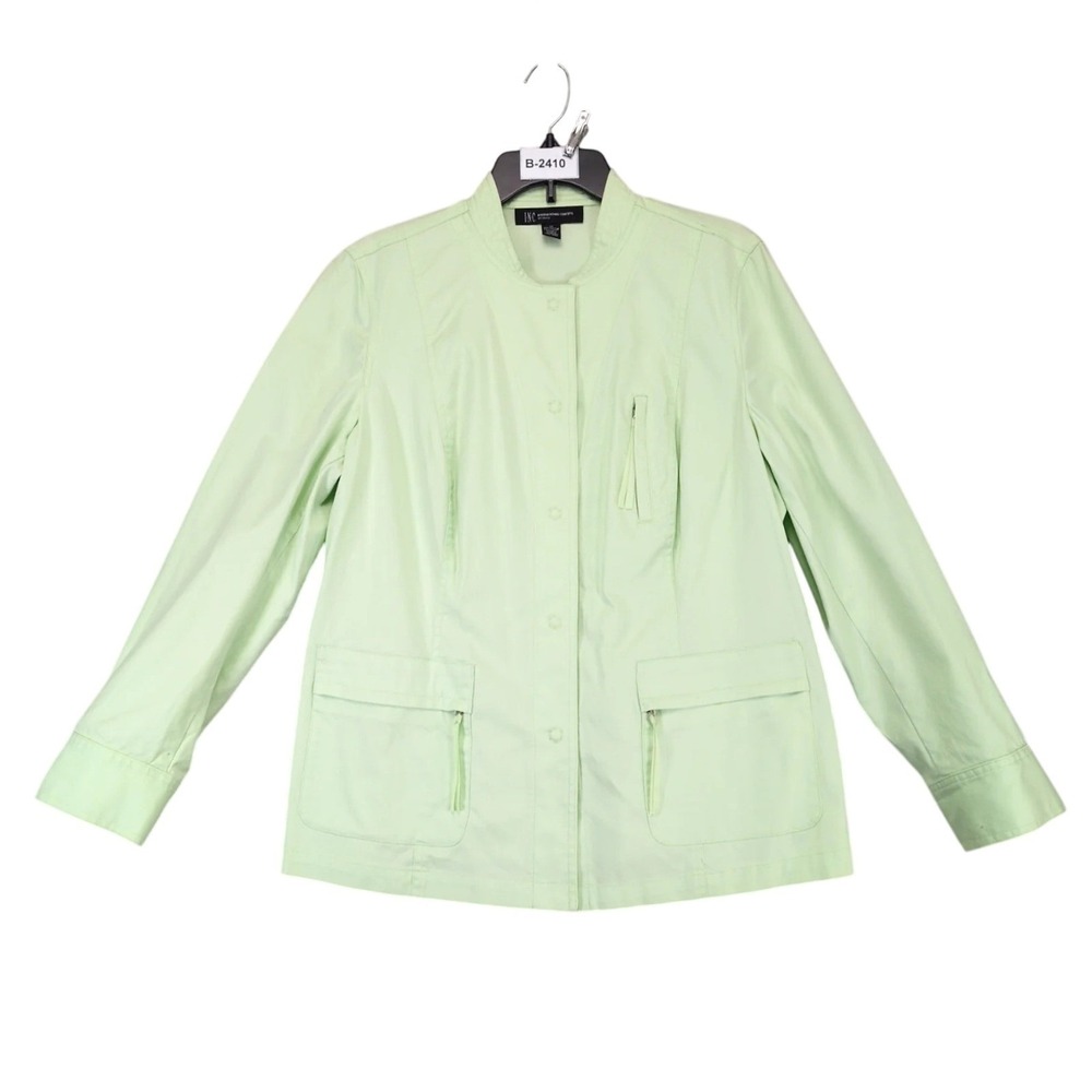 INC Mint Green Cotton Twill Snap Jacket Womens Plus Size 1X Utility City Chic